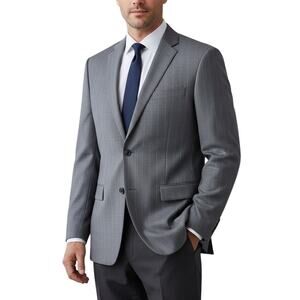 NWOT Perry Ellis City Fit Blazer 44R Gray Pinstripe Sport Coat Jacket 32" L